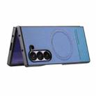 For Samsung Galaxy Z Fold5 Twill Fabric Leather Skin Magnetic Back Phone Case(Blue) - 3
