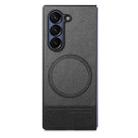 For Samsung Galaxy Z Fold6 Twill Fabric Leather Skin Magnetic Back Phone Case(Black) - 2