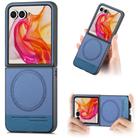 For Motorola Razr 40 Twill Fabric Leather Skin Magnetic Back Phone Case(Blue) - 1