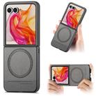 For Motorola Razr 50 Twill Fabric Leather Skin Magnetic Back Phone Case(Gray) - 1