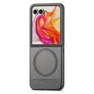 For Motorola Razr 50 Twill Fabric Leather Skin Magnetic Back Phone Case(Gray) - 2