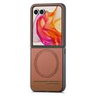 For Motorola Razr 50 Ultra Twill Fabric Leather Skin Magnetic Back Phone Case(Brown) - 2