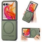 For Motorola Razr 50 Ultra Twill Fabric Leather Skin Magnetic Back Phone Case(Green) - 1