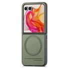 For Motorola Razr 50 Ultra Twill Fabric Leather Skin Magnetic Back Phone Case(Green) - 2