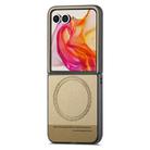 For Motorola Razr 50 Ultra Twill Fabric Leather Skin Magnetic Back Phone Case(Khaki) - 2
