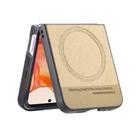 For Motorola Razr 50 Ultra Twill Fabric Leather Skin Magnetic Back Phone Case(Khaki) - 3