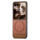 For Motorola Razr 60 Twill Fabric Leather Skin Magnetic Back Phone Case(Brown) - 2