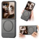 For Motorola Razr 60 Twill Fabric Leather Skin Magnetic Back Phone Case(Gray) - 1