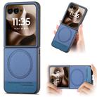 For Motorola Razr 60 Twill Fabric Leather Skin Magnetic Back Phone Case(Blue) - 1