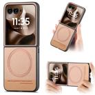 For Motorola Razr 60 Ultra Twill Fabric Leather Skin Magnetic Back Phone Case(Pink) - 1