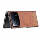 For Xiaomi Mix Fold 4 Twill Fabric Leather Skin Magnetic Back Phone Case(Brown) - 3