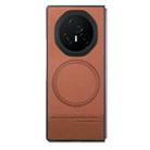 For Honor Magic V3 Twill Fabric Leather Skin Magnetic Back Phone Case(Brown) - 2