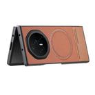 For Honor Magic V3 Twill Fabric Leather Skin Magnetic Back Phone Case(Brown) - 3