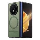 For Honor Magic V3 Twill Fabric Leather Skin Magnetic Back Phone Case(Green) - 1