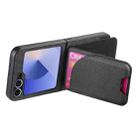 For Samsung Galaxy Z Flip6 Twill Fabric Leather Skin Card Bag Magnetic Back Phone Case(Black) - 3