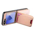 For Samsung Galaxy Z Flip6 Twill Fabric Leather Skin Card Bag Magnetic Back Phone Case(Pink) - 3