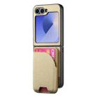 For Samsung Galaxy Z Flip6 Twill Fabric Leather Skin Card Bag Magnetic Back Phone Case(Khaki) - 2