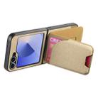 For Samsung Galaxy Z Flip6 Twill Fabric Leather Skin Card Bag Magnetic Back Phone Case(Khaki) - 3