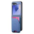 For Samsung Galaxy Z Flip6 Twill Fabric Leather Skin Card Bag Magnetic Back Phone Case(Blue) - 2