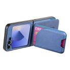 For Samsung Galaxy Z Flip6 Twill Fabric Leather Skin Card Bag Magnetic Back Phone Case(Blue) - 3