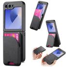 For Samsung Galaxy Z Flip5 Twill Fabric Leather Skin Card Bag Magnetic Back Phone Case(Black) - 1
