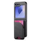 For Samsung Galaxy Z Flip5 Twill Fabric Leather Skin Card Bag Magnetic Back Phone Case(Black) - 2