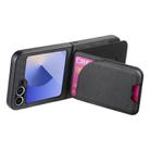 For Samsung Galaxy Z Flip5 Twill Fabric Leather Skin Card Bag Magnetic Back Phone Case(Black) - 3