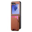 For Samsung Galaxy Z Flip5 Twill Fabric Leather Skin Card Bag Magnetic Back Phone Case(Brown) - 2
