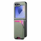 For Samsung Galaxy Z Flip5 Twill Fabric Leather Skin Card Bag Magnetic Back Phone Case(Green) - 2