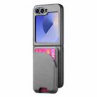 For Samsung Galaxy Z Flip5 Twill Fabric Leather Skin Card Bag Magnetic Back Phone Case(Gray) - 2