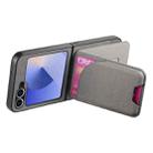 For Samsung Galaxy Z Flip5 Twill Fabric Leather Skin Card Bag Magnetic Back Phone Case(Gray) - 3