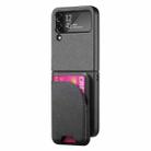 For Samsung Galaxy Z Flip4 Twill Fabric Leather Skin Card Bag Magnetic Back Phone Case(Black) - 2