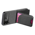 For Samsung Galaxy Z Flip4 Twill Fabric Leather Skin Card Bag Magnetic Back Phone Case(Black) - 3