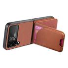 For Samsung Galaxy Z Flip4 Twill Fabric Leather Skin Card Bag Magnetic Back Phone Case(Brown) - 3