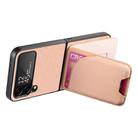 For Samsung Galaxy Z Flip4 Twill Fabric Leather Skin Card Bag Magnetic Back Phone Case(Pink) - 3