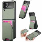 For Samsung Galaxy Z Flip4 Twill Fabric Leather Skin Card Bag Magnetic Back Phone Case(Green) - 1