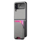 For Samsung Galaxy Z Flip4 Twill Fabric Leather Skin Card Bag Magnetic Back Phone Case(Gray) - 2