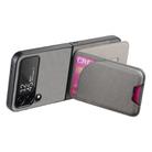 For Samsung Galaxy Z Flip4 Twill Fabric Leather Skin Card Bag Magnetic Back Phone Case(Gray) - 3