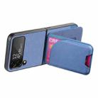 For Samsung Galaxy Z Flip4 Twill Fabric Leather Skin Card Bag Magnetic Back Phone Case(Blue) - 3