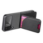 For Samsung Galaxy Z Flip3 5G Twill Fabric Leather Skin Card Bag Magnetic Back Phone Case(Black) - 3