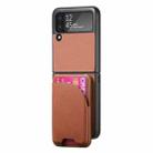 For Samsung Galaxy Z Flip3 5G Twill Fabric Leather Skin Card Bag Magnetic Back Phone Case(Brown) - 2