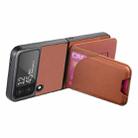 For Samsung Galaxy Z Flip3 5G Twill Fabric Leather Skin Card Bag Magnetic Back Phone Case(Brown) - 3