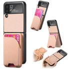 For Samsung Galaxy Z Flip3 5G Twill Fabric Leather Skin Card Bag Magnetic Back Phone Case(Pink) - 1