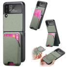 For Samsung Galaxy Z Flip3 5G Twill Fabric Leather Skin Card Bag Magnetic Back Phone Case(Green) - 1