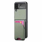 For Samsung Galaxy Z Flip3 5G Twill Fabric Leather Skin Card Bag Magnetic Back Phone Case(Green) - 2