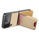For Samsung Galaxy Z Flip3 5G Twill Fabric Leather Skin Card Bag Magnetic Back Phone Case(Khaki) - 3