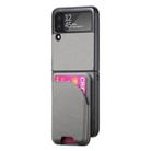 For Samsung Galaxy Z Flip3 5G Twill Fabric Leather Skin Card Bag Magnetic Back Phone Case(Gray) - 2