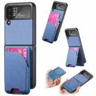 For Samsung Galaxy Z Flip3 5G Twill Fabric Leather Skin Card Bag Magnetic Back Phone Case(Blue) - 1