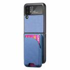 For Samsung Galaxy Z Flip3 5G Twill Fabric Leather Skin Card Bag Magnetic Back Phone Case(Blue) - 2