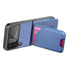 For Samsung Galaxy Z Flip3 5G Twill Fabric Leather Skin Card Bag Magnetic Back Phone Case(Blue) - 3
